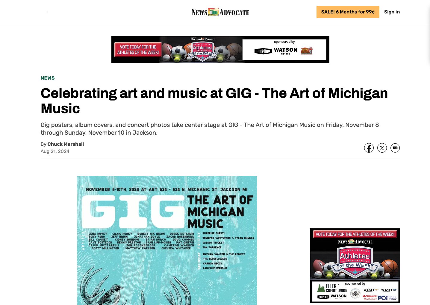 Manistee News Advocate Article - GIG 2024